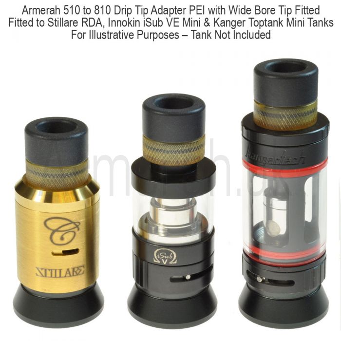 510 to 810 Drip Tip Adapter for eCig Vape Atomisers/Tanks PEI Thermoplastic
