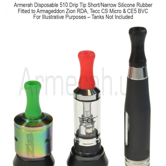 Armerah Disposable Baton 510 Drip Tip eCig Mouthpiece Short/Narrow Silicone  Multipack