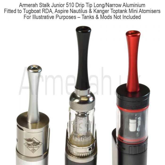 Armerah Stalk Jr 510 Drip Tip eCig Mouthpiece Long/Narrow Aluminium/Solid  ePipe