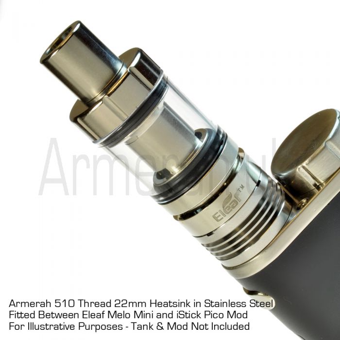Armerah 510 Thread eCig Heatsink Adapter for 22mm RDA/Atomiser Stainless  Steel
